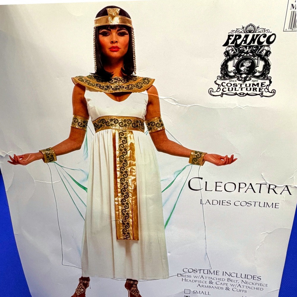 Cleopatra Halloween Dress Costume Gold L 8 piece Headband Egyptian Queen Cosplay